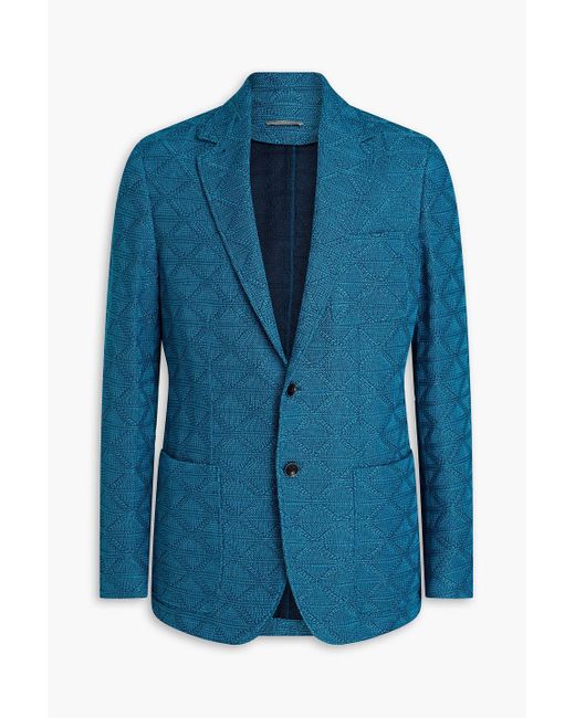Canali Blue Crochet-knit Cotton Blazer for men