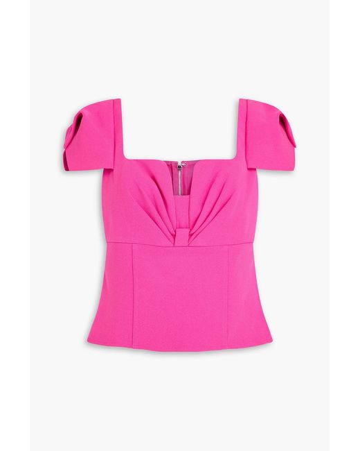 Roland Mouret Pink Pleated Crepe Top