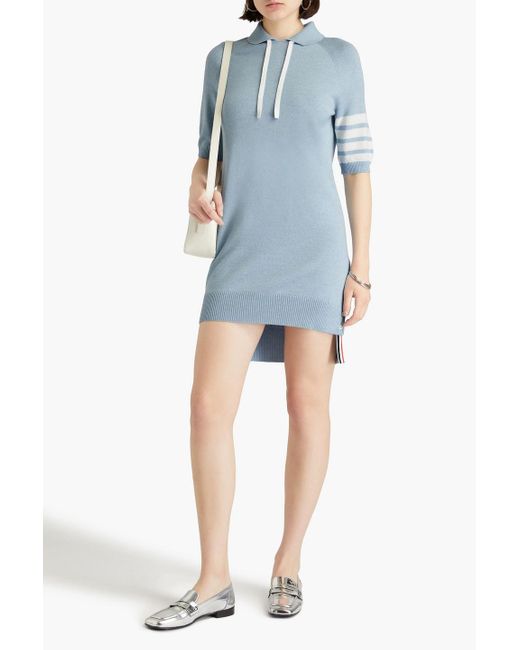 Thom Browne Blue Striped Wool Mini Shirt Dress