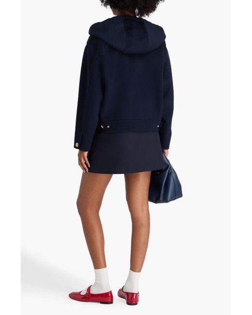 Sandro Blue Brushed Wool-Felt Hooded Jacket