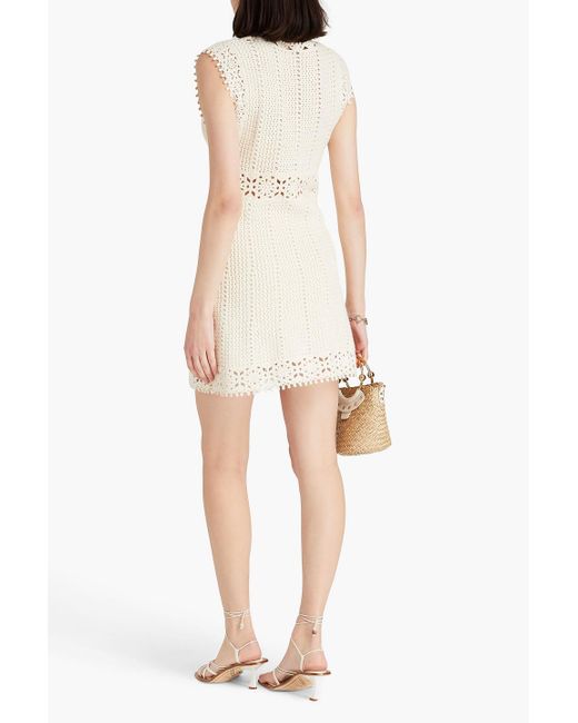 Maje Natural Crocheted Cotton-blend Mini Dress