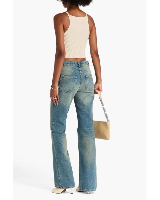 Courreges Natural Ribbed-knit Top
