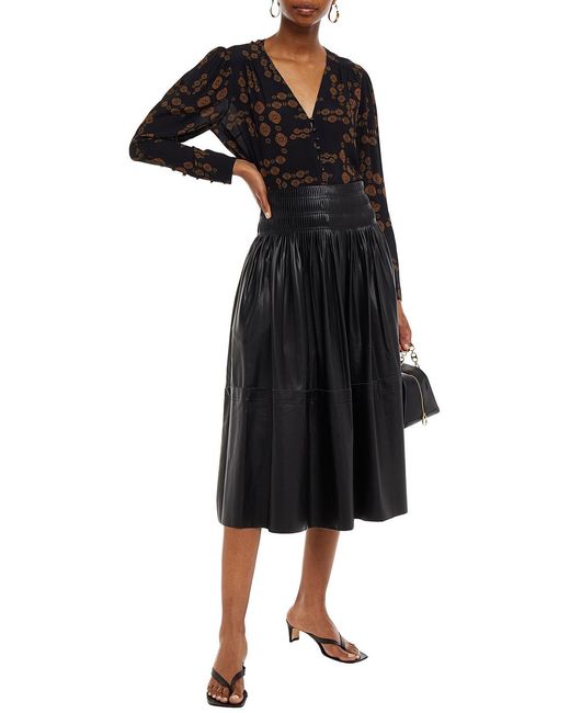 Nicholas Black Gathered Printed Chiffon Blouse
