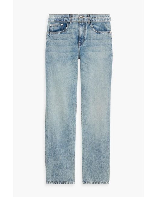 Proenza Schouler Blue Ellsworth Belted High-Rise Straight-Leg Jeans