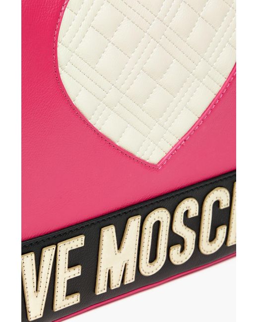 Love Moschino Pink Schultertasche aus gestepptem kunstleder in colour-block-optik