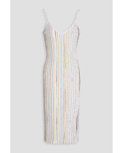 Missoni White Metallic Ribbed-knit Dress