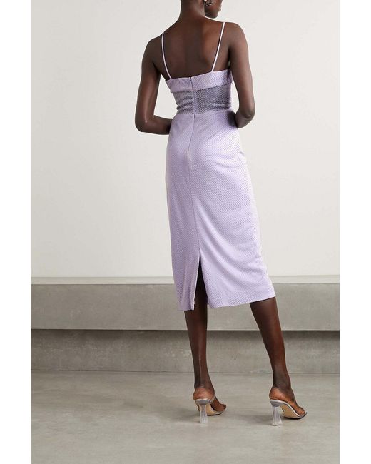 Et Ochs Purple Harmony Organza-trimmed Embellished Stretch-jersey Midi Dress