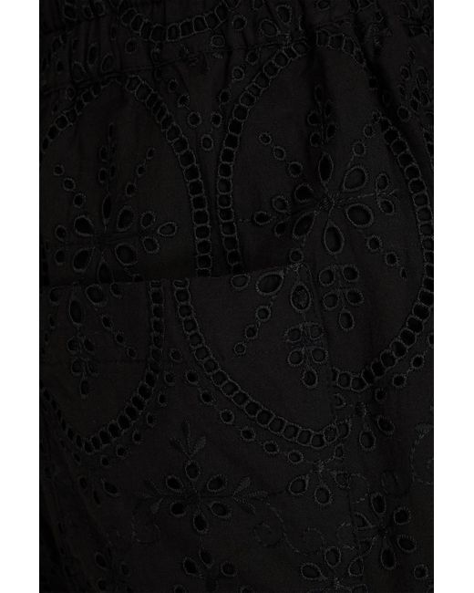Charo Ruiz Black Lyo Broderie Anglaise Cotton-Blend Shorts