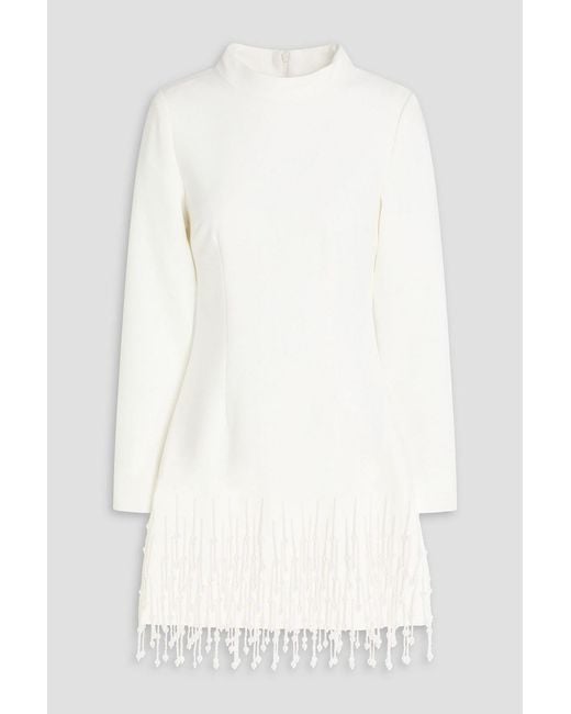 Odd Muse White Bead-Embellished Crepe Mini Dress
