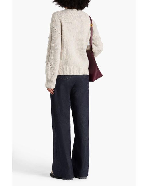 Autumn Cashmere White Melierter kaschmirpullover mit pomponverzierung