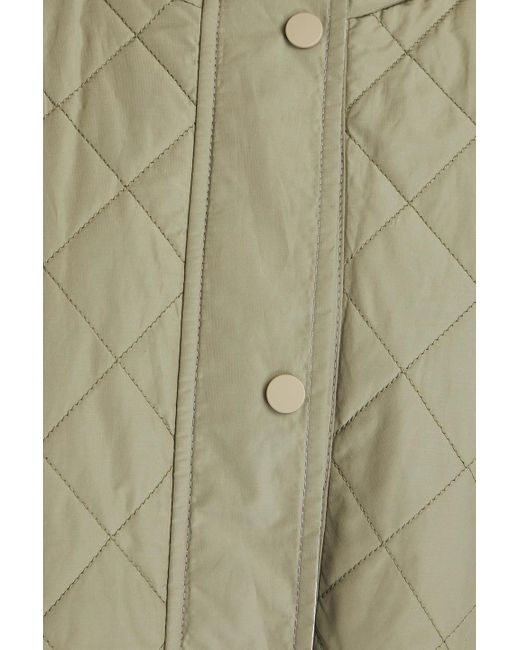 Brunello Cucinelli Green Quilted Bead-embellished Shell Hooded Parka