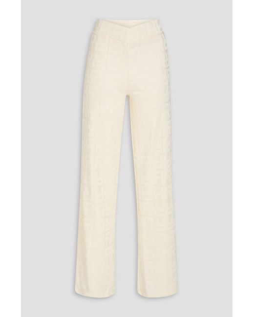 ROTATE BIRGER CHRISTENSEN White Briella Jacquard-knit Flared Pants