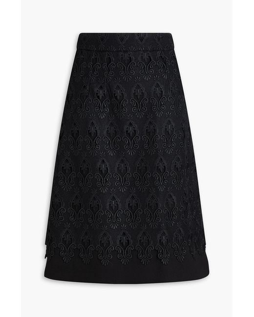 Dolce & Gabbana Black Wool-blend Guipure Lace Skirt
