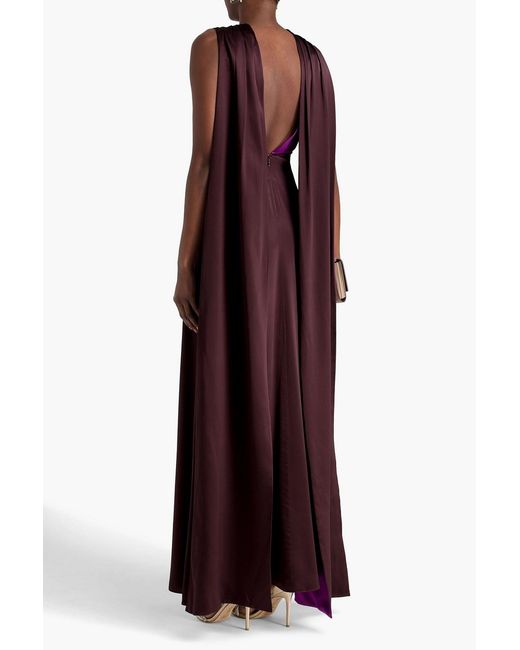 Roksanda Purple Amanita Draped Two-Tone Silk-Satin Gown