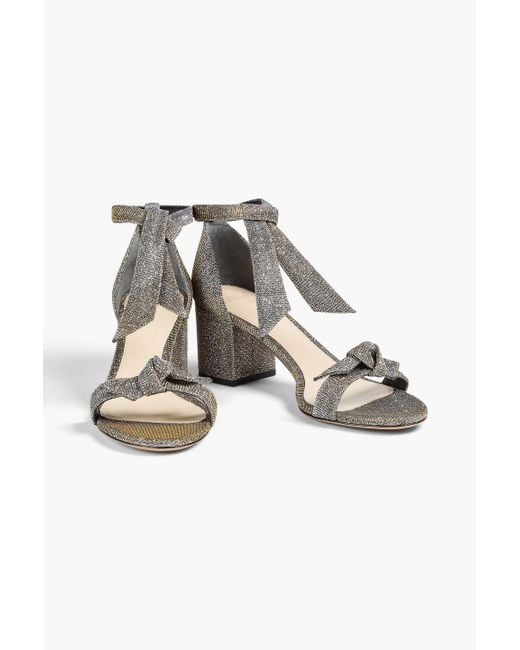 Alexandre Birman White Clarita Bow-Detailed Lamé Sandals