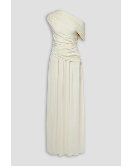 Altuzarra White Delphi One-shoulder Gathered Stretch-jersey Maxi Dress