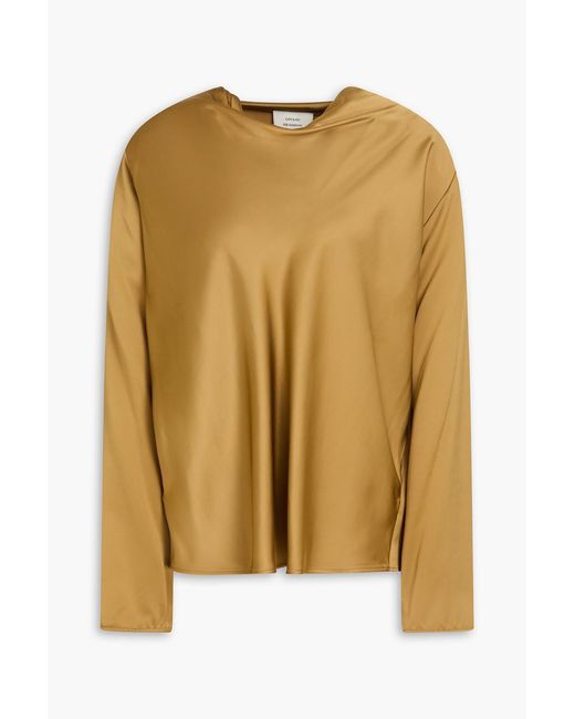 Loulou de Saison Yellow Riddy Draped Satin Blouse