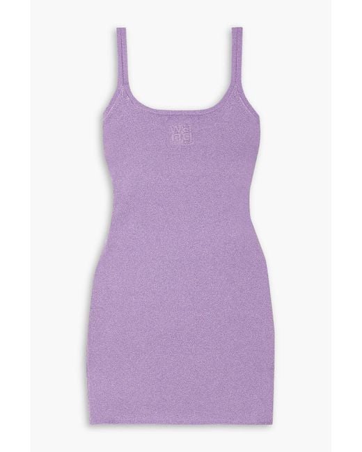 T By Alexander Wang Cami Embossed Metallic Stretch-knit Mini
