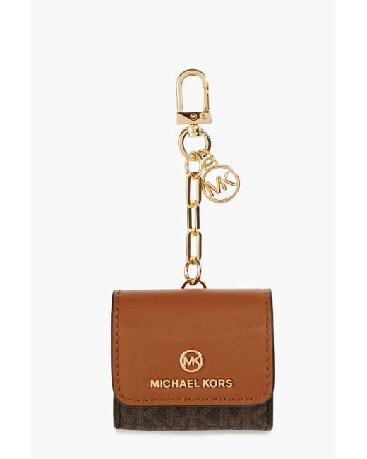 MICHAEL Michael Kors White Logo-print Smooth And Faux Textured-leather Airpods Case
