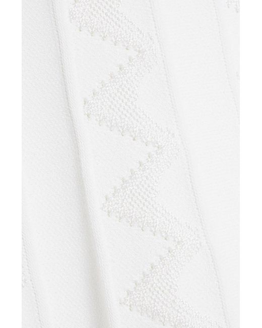 Carolina Herrera White Pointelle-knit Dress