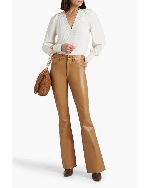 Veronica Beard Natural Beverly Faux Leather Flared Pants