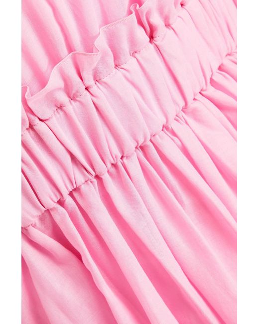 RED Valentino Pink Gathered Cotton-mousseline Dress
