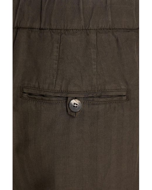 Frescobol Carioca Brown Oscar Herringbone Lyocell, Linen And Cotton-Blend Drawstring Pants for men