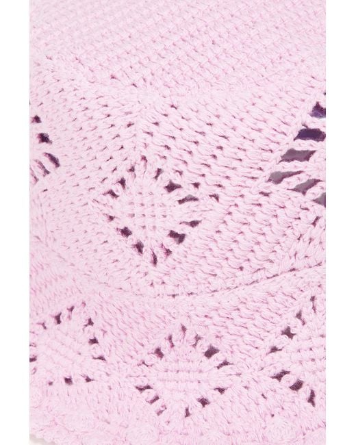 Maje Pink Crochet-knit Bucket Hat
