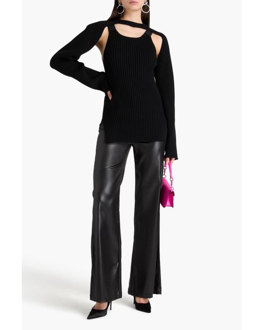 Helmut Lang Black Bolero aus einer gerippten baumwollmischung