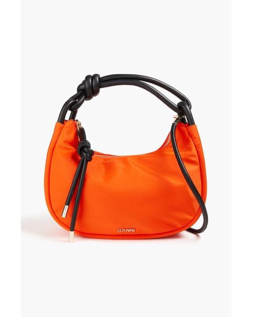 Ganni Orange Leather And Shell Shoulder Bag