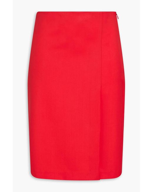 Loulou de Saison Red Ingrid Wool-twill Pencil Skirt