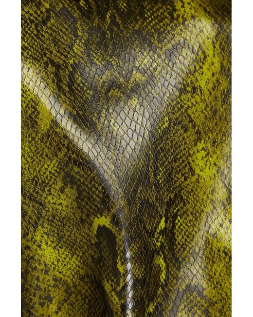 Ganni Green Cropped jacke aus kunstleder mit schlangeneffekt