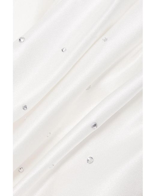 Alessandra Rich White Draped Crystal-embellished Duchesse Silk-satin Mini Dress