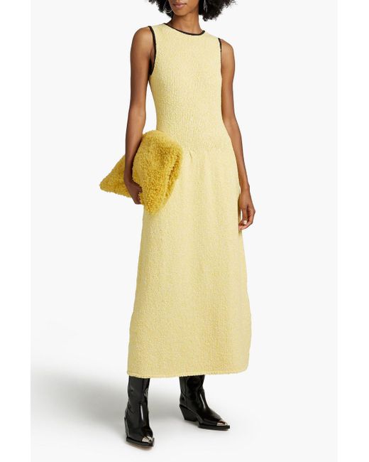 Ganni Bouclé-kit Organic Cotton-blend Midi Dress in Yellow | Lyst Australia
