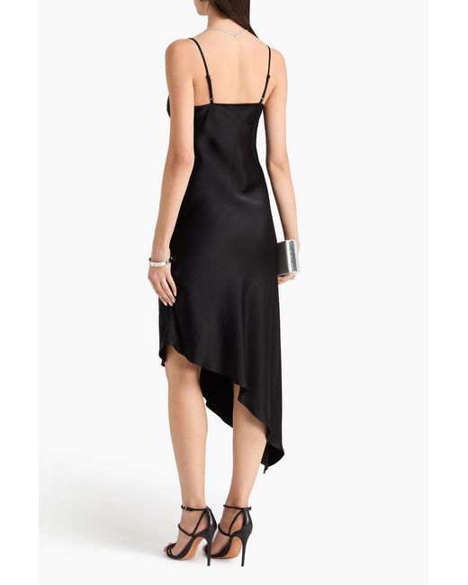 By Malene Birger Black Leviana Asymmetric Satin-Crepe Slip Dress