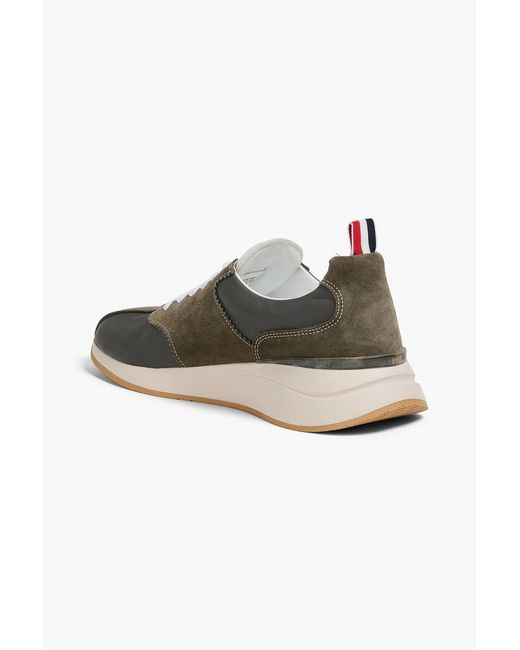 Thom Browne Green Suede And Shell Sneakers for men