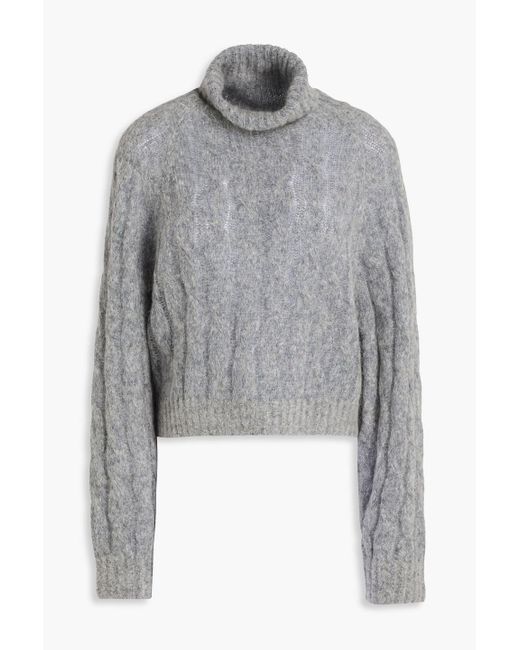 Brunello Cucinelli Gray Bead-Embellished Wool And Mohair-Blend Turtleneck Sweater
