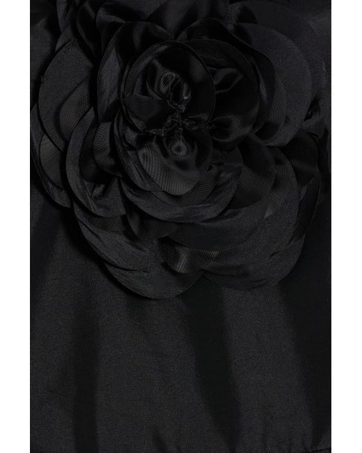 Zac Posen Black Appliquéd Tiered Taffeta Mini Dress
