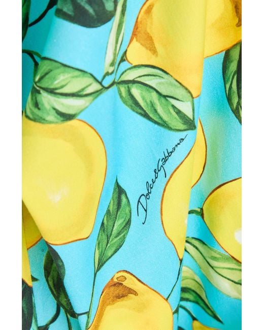 Dolce & Gabbana Blue Printed Cotton-Blend Twill Tapered Pants