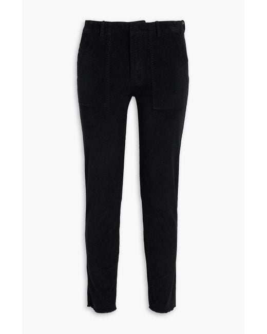 Nili Lotan Black Jenna Cropped Cotton-blend Corduroy Slim-leg Pants