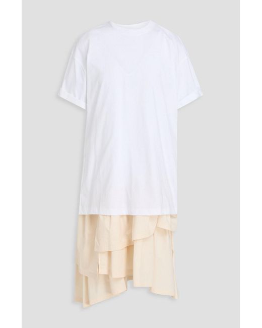 3.1 Phillip Lim White Cotton-jersey And Poplin Midi Dress