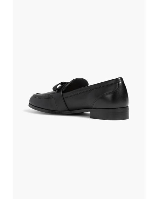 Stuart Weitzman Black Emma Bow-detailed Leather Loafers
