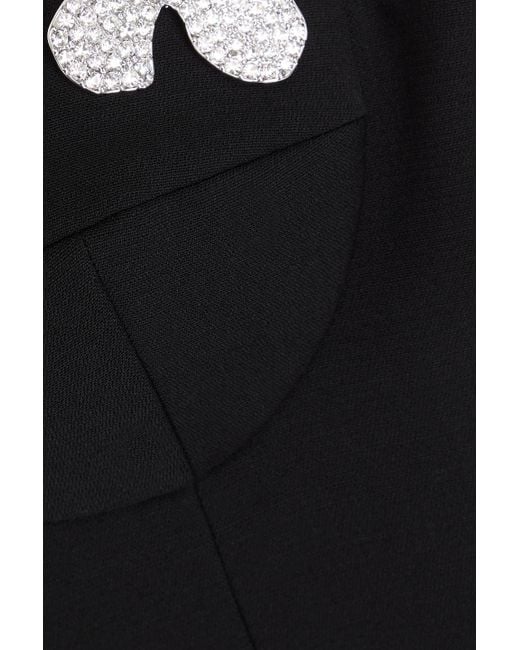 Area Black Cropped Crystal-embellished Wool-blend Crepe Bustier Top