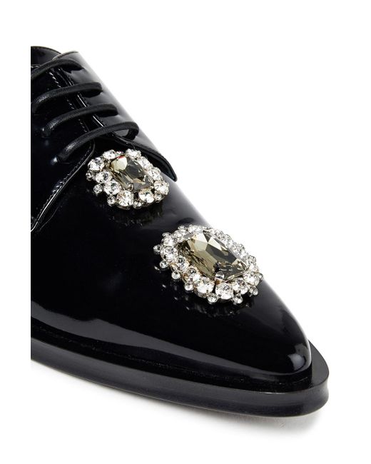Dolce & Gabbana Black Crystal-embellished Patent-leather Brogues