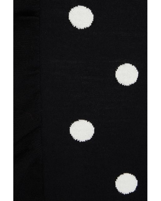 MSGM Black Polka-dot Wool-jacquard Halterneck Midi Dress