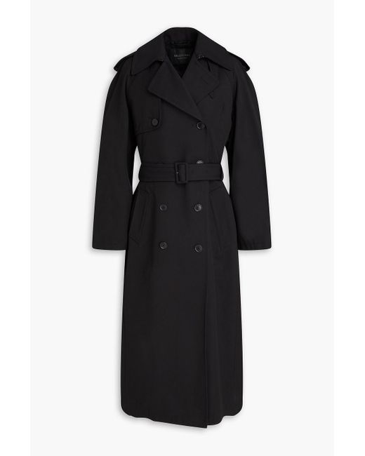 Balenciaga Black Belted Wool And Cotton-blend Gabardine Trench Coat