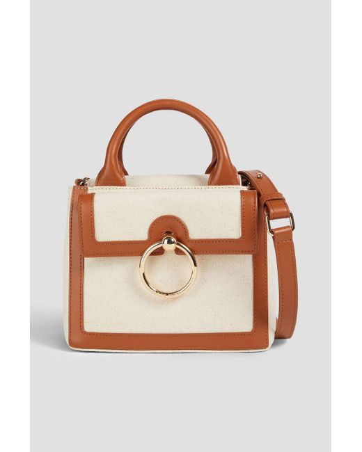 Claudie Pierlot White Leather-trimmed Cotton And Linen-blend Canvas Tote