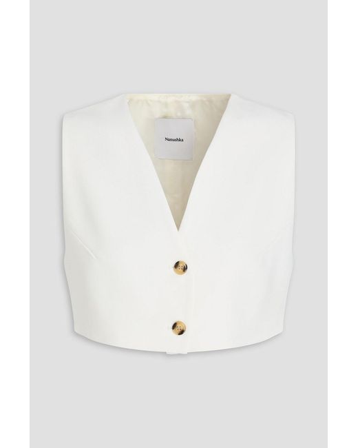 Nanushka White Cropped Crepe Vest