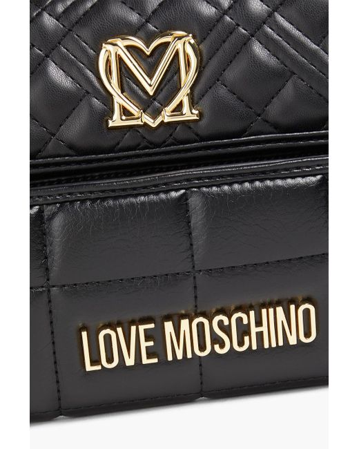 Love Moschino White Schultertasche aus gestepptem kunstleder