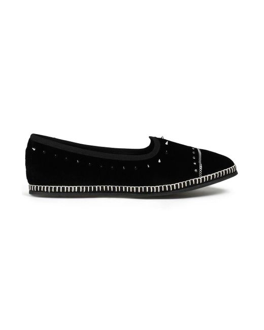 Giuseppe Zanotti Black Venezian Studded Velvet Loafers